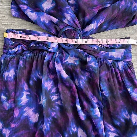 ShopBop RAHI Leila Cut Out Midi Dress Front Slit Chiffon Purple Tie Dye Small - Picture 11 of 12